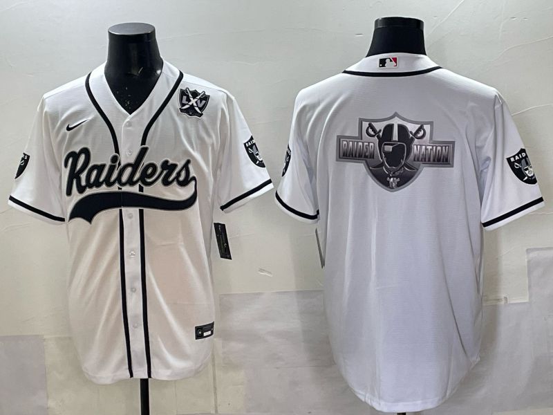 Men 2025 Nike Oakland Raiders Blank White Joint Name  Limited NFL Jersey style 053